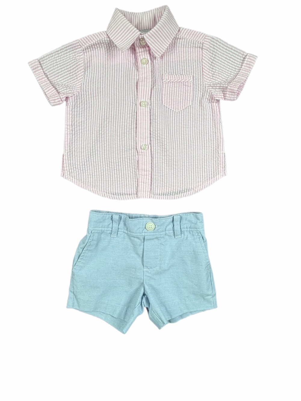 EDGEHILL COLLECTION Seersucker Button Down and Oxford Shorts - 3M